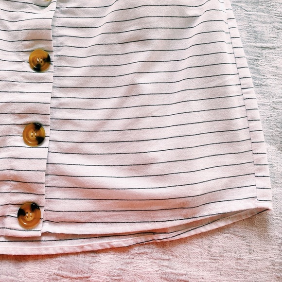 White Skirt with Black Stripes & Tortoise Buttons - Picture 4 of 16